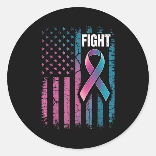 Kampf Amerikanischer Flagge - Bewusstsein für Suiz Runder Aufkleber (Vorderseite)