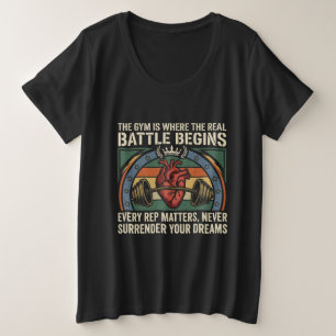 Kampf beginnt Gym Motivation Vintage Fitness Desig Große Größe T-Shirt