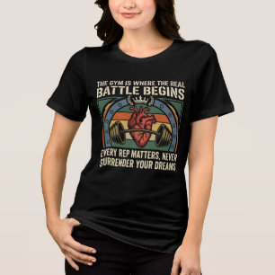 Kampf beginnt Gym Motivation Vintage Fitness Desig Tri-Blend Shirt
