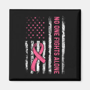 Kampf Brustkrebs allein Amerikanische Flagge rosa Magnet
