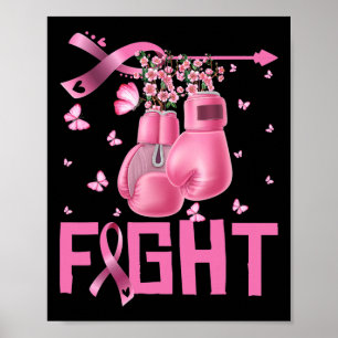 Kampf Brustkrebs Bewusstsein Boxhandschuhe Krieg Poster