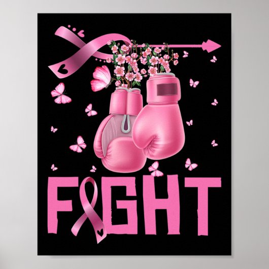 Kampf Brustkrebs Bewusstsein Boxhandschuhe Krieg Poster (Vorne)