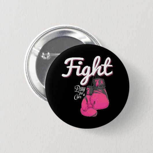 Kampf Brustkrebs Bewusstsein rosa Boxhandschuh Button (Vorne & Hinten)
