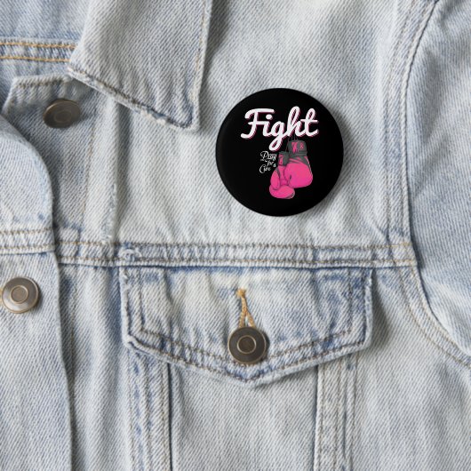 Kampf Brustkrebs Bewusstsein rosa Boxhandschuh Button (Beispiel)