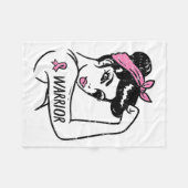 Kampf Brustkrebs Kriegerin Rosie Riveter Pink Fleecedecke (Vorderseite (Horizontal))