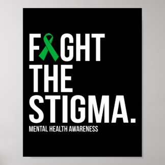 Kampf dem Stigma Grüne Schleife Psychische Gesundh Poster