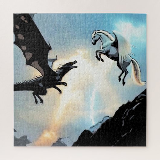Kampf des Drachen und Pegasus Puzzle (Vertikal)