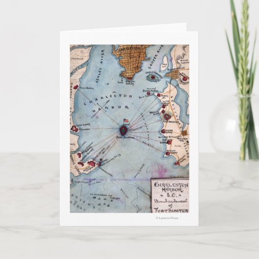 Kampf des Forts Sumter - ziviler Krieg panoramisch Karte (Vorderseite)