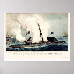 Kampf des Monitors und des Merrimac 1862 Poster