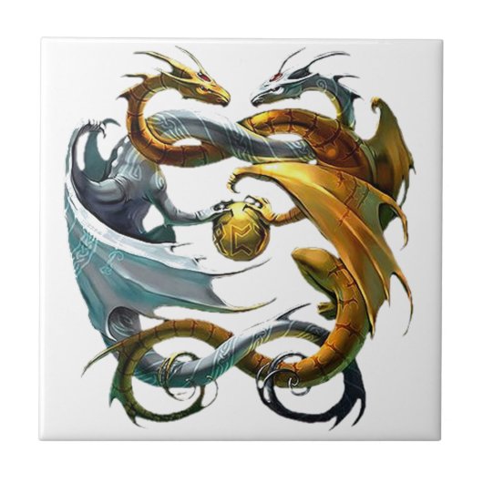 Kampf-Drachen Fliese (Vorderseite)