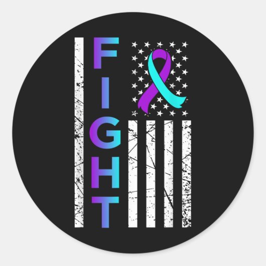 Kampf Flag Flats Fappy Suicide Awareness Support G Runder Aufkleber (Vorderseite)