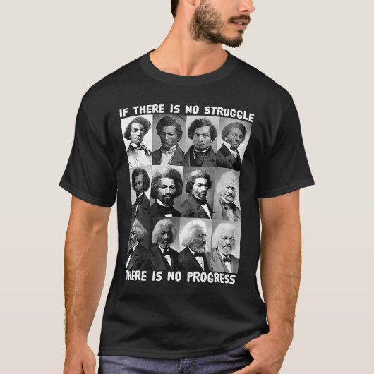 Kampf & Fortschritt Leben Frederick Douglass Bla T-Shirt (Vorderseite)