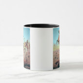 Kampf für das Wasser-Loch (Farbelitho) Tasse (Zentrum)