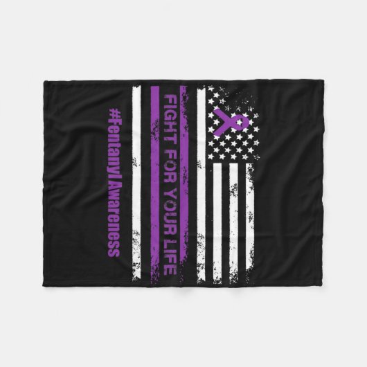 Kampf für Ihre lebenslange Überdosierung Lila Ribb Fleecedecke (Vorderseite (Horizontal))