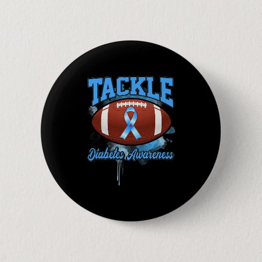 Kampf Fußball Blue Ribbon Diabetes Bewusstsein Button (Vorderseite)