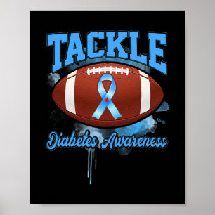 Kampf Fußball Blue Ribbon Diabetes Bewusstsein Poster