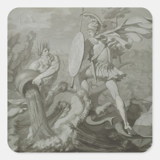 Kampf gegen Achilles mit dem Fluss Scamander Quadratischer Aufkleber (Vorderseite)
