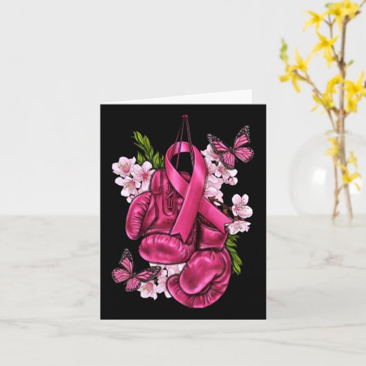 Kampf gegen Brustkrebs Bewusstsein rosa Boxhandsch Karte (Gelbe Blume)