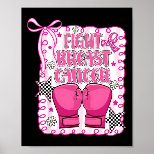 Kampf gegen Brustkrebs Boxhandschuhe Rosa Band Kri Poster (Vorne)