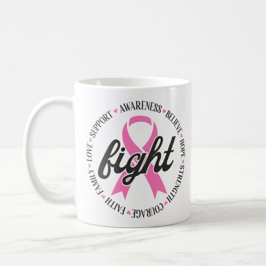 Kampf gegen Brustkrebs Pink Ribbon Bewusstsein Kaffeetasse (Links)