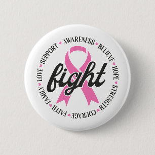 Kampf gegen Brustkrebs Pinkes Band Bewusstsein Button