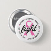 Kampf gegen Brustkrebs Pinkes Band Bewusstsein Button (Vorne & Hinten)