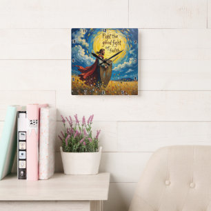 Kampf gegen den guten Glaubenskampf Quadratische Wanduhr