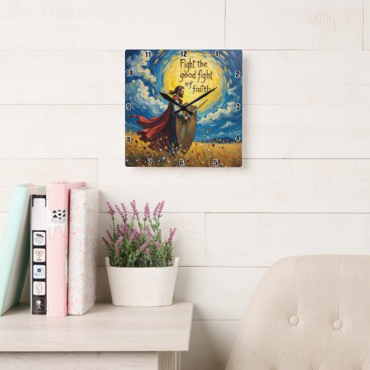 Kampf gegen den guten Glaubenskampf Quadratische Wanduhr (Lesesaal)