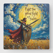 Kampf gegen den guten Glaubenskampf Quadratische Wanduhr (Vorderseite)