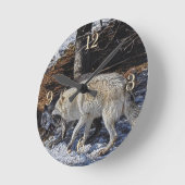 Kampf gegen die Grauwölfe und Wildtiere Runde Wanduhr (Winkel)