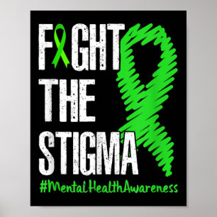 Kampf gegen die Stigma Green Ribbon Mental Health  Poster