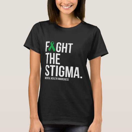 Kampf gegen die Stigma Green Ribbon Mental Health  T-Shirt (Vorderseite)