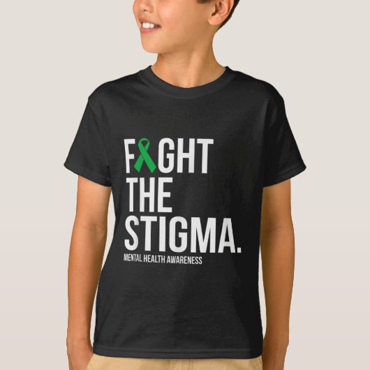 Kampf gegen die Stigma Green Ribbon Mental Health  T-Shirt (Vorderseite)