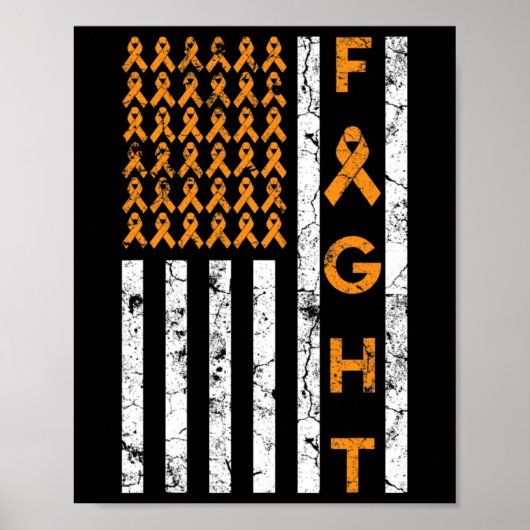 Kampf gegen die US-amerikanische Flagge Orange Rib Poster (Vorne)