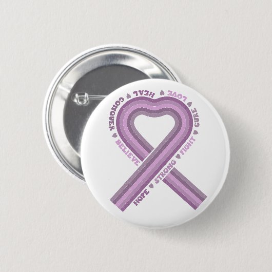 Kampf gegen Krebs Lila Bewusstsein Ribbon Krieger  Button (Vorne & Hinten)