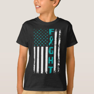 Kampf gegen Ovarialkrebs Amerikanischer Flaggenbew T-Shirt