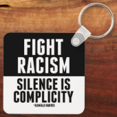 Kampf gegen Rassismus Schweigen ist Komplizenschaf Schlüsselanhänger (Rückseite)