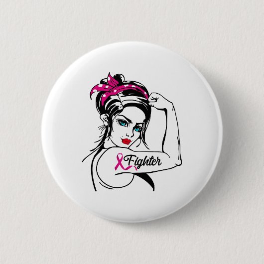 Kampf gegen Rosie Das Riveter-Brustkrebs-Bewusstse Button (Vorderseite)
