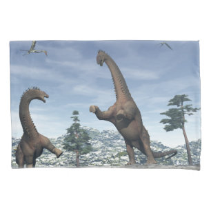 Kampf gegen Saurus-Dinosaurier - 3D-Rendering Kissenbezug