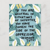 Kampf gegen Ungerechtigkeit Desmond Tutu Zitat Postkarte (Vorderseite)