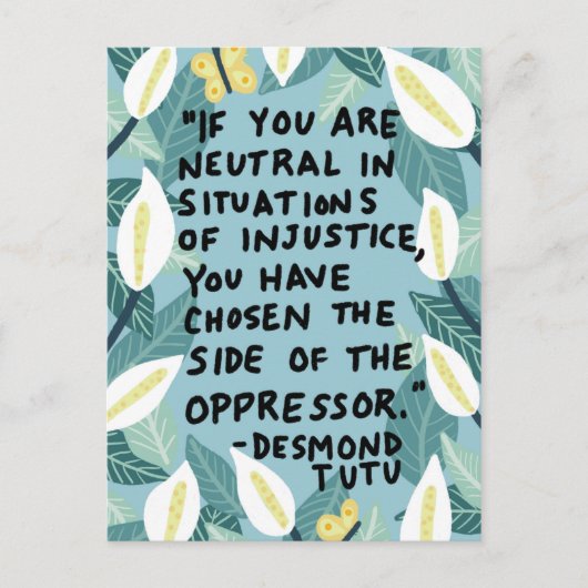 Kampf gegen Ungerechtigkeit Desmond Tutu Zitat Postkarte (Vorderseite)