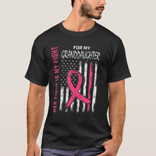 Kampf Ich trage Pink Grandtochter Brustkrebs Krieg T-Shirt (Vorderseite)