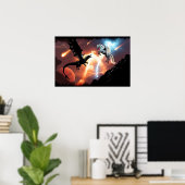 Kampf im Weltraum - Drache und Pegasus Poster (Heimbüro)