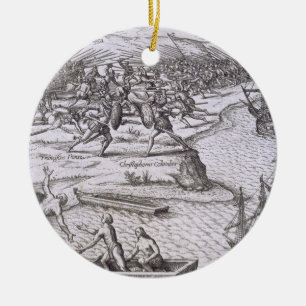 Kampf in Jamaika zwischen Christoph Kolumbus (14 Keramik Ornament