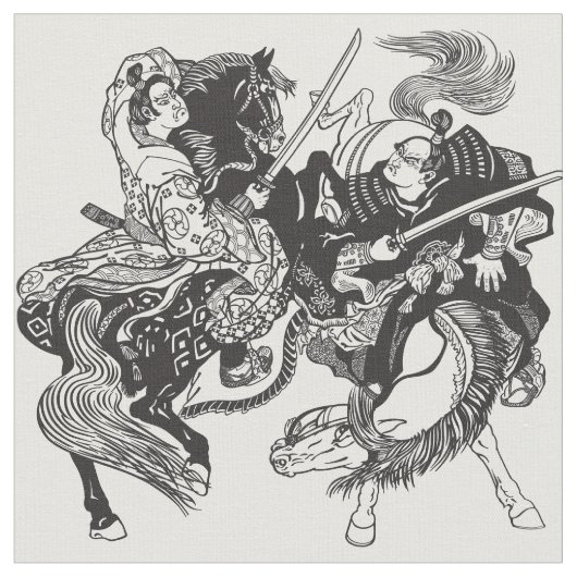 Kampf japanischer Samurai-Krieger Fabric Stoff (Nahaufnahme)