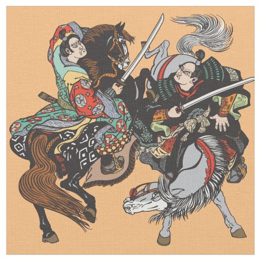 Kampf japanischer Samurai-Krieger Fabric Stoff (Nahaufnahme)