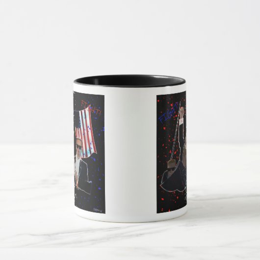 Kampf, Kampf, Kampf, Trump - die Tasse der Faust P (Zentrum)