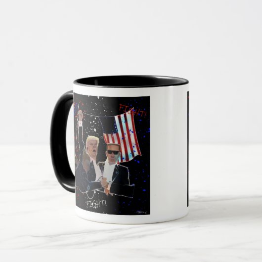 Kampf, Kampf, Kampf, Trump - die Tasse der Faust P (Vorderseite Links)