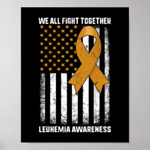 Kampf Leukämie Bewusstsein Orange Ribbon USA Flag  Poster
