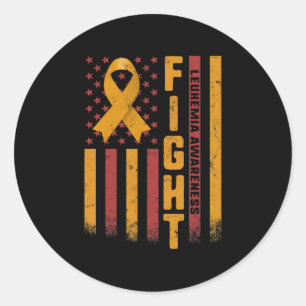 Kampf Leukämie Bewusstsein Orange Ribbon USA Flag Runder Aufkleber